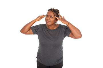 Fototapeta premium Beautiful black woman doing different expressions in different sets of clothes