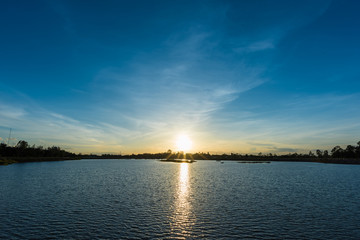 Fototapeta na wymiar Landscape of sunset with calm lake