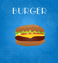 Food Menu Burger with Blue Background EPS10