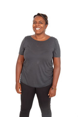 Fototapeta premium Beautiful black woman doing different expressions in different sets of clothes