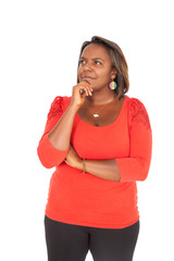 Beautiful black woman doing different expressions in different sets of clothes