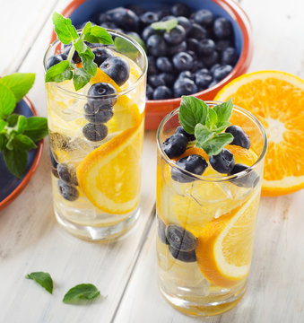 Fresh Detox water with fruit and berries.