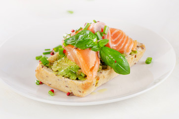 Healthy Cereal Sandwich with a smoked salmon