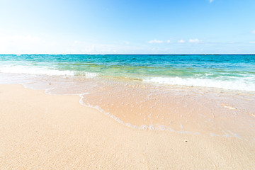Fototapeta na wymiar Sea, beach, waves, sky, landscape. Okinawa, Japan, Asia.