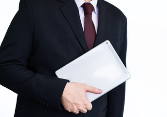 Businessman holding tablet