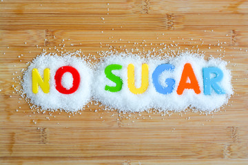 No sugar text with magnetic letters concept