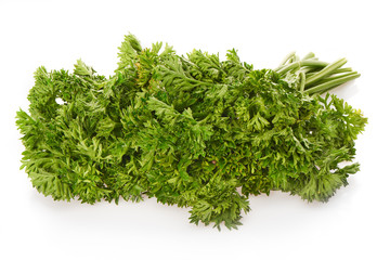 Green parsley isolated on white background