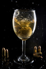 Alcohol causes of crime and accidents. skull model.