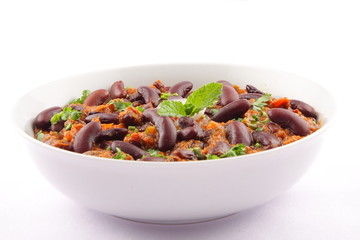 Spicy Rajma Masala curry with gravy, Indian cuisine.