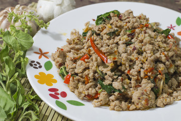 Thai spicy basil pork (Krapao Moo)
