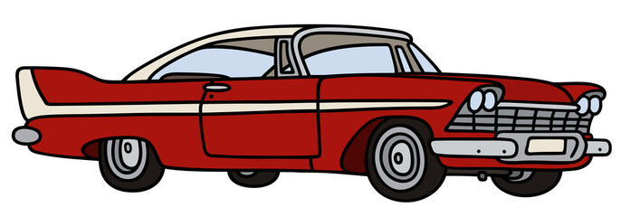 Naklejka premium Classic red car / hand drawing, vector illustration