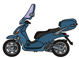 Blue scooter / hand drawing, vector illustration