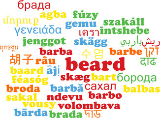 Beard multilanguage wordcloud background concept