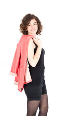 Beautiful Hispanic woman doing different expressions in different sets of clothes: posing