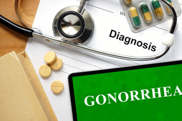 Word Gonorrhea. Medical concept.
