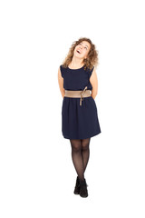 Beautiful Hispanic woman doing different expressions in different sets of clothes: posing