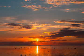 tall ship sailing along skyline