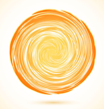 Abstract illustration of bright orange shining sun
