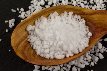 Sea Salt In Wooden Spoon