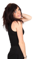 Fototapeta premium Beautiful woman doing different expressions in different sets of clothes: posing
