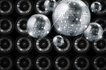 Party lights disco mirror ball with background
