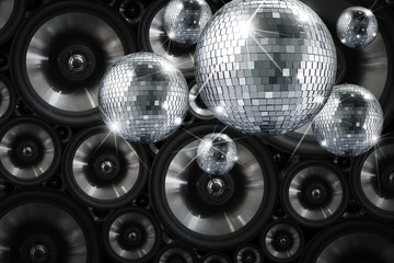 Party lights disco mirror ball with background
