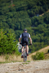 Mountain biker on trails