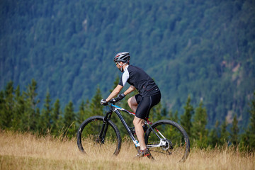 Mountain biker on trails