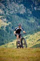 Mountain biker on trails