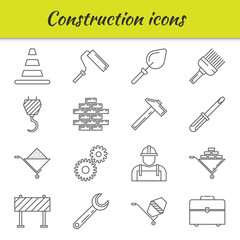 Outline icons set. Construction