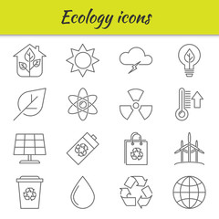 Outline icons set. Ecology