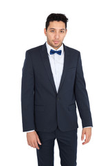 Handsome man doing different expressions in different sets of clothes: portrait