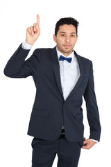 Handsome man doing different expressions in different sets of clothes: want to speak