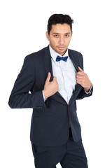 Handsome man doing different expressions in different sets of clothes: posing