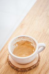 capucino coffee on wood table