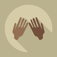 Flat modern design with shadow icons praying hands