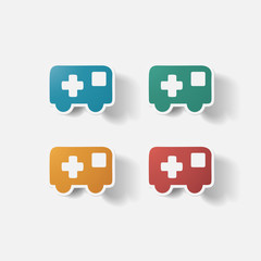 Naklejka premium Paper clipped sticker: ambulance