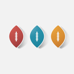 Paper clipped sticker: rugby ball