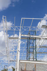 Steel Structure with Sky Background / Steel Structure / Steel Structure Under Construction with Blue Sky Background