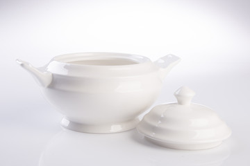 Pot, Ceramic food pot on background.