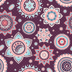 Ethnic floral seamless pattern