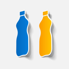 Realistic paper sticker: bottle