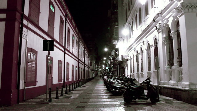 St. Lazarus Quarter area in Macau at night