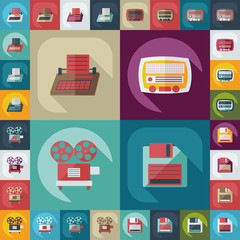 Flat concept, set modern design with shadow retro technology