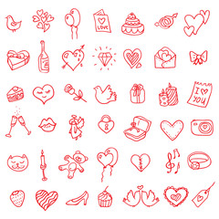 doodle icon set isolated,