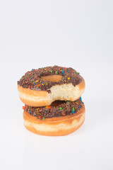 chocolate donuts on a white background