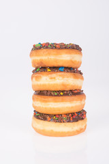 chocolate donuts on a white background