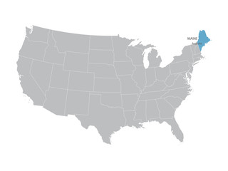 vector map of United States with indication of Maine