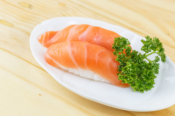 Traditional japanese food, Salmon sushi