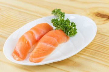 Traditional japanese food, Salmon sushi